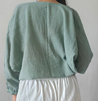 Muted zade cloud whimsy tie top