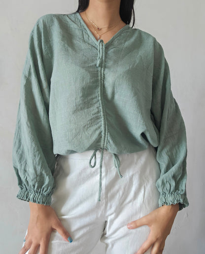 Muted zade cloud whimsy tie top