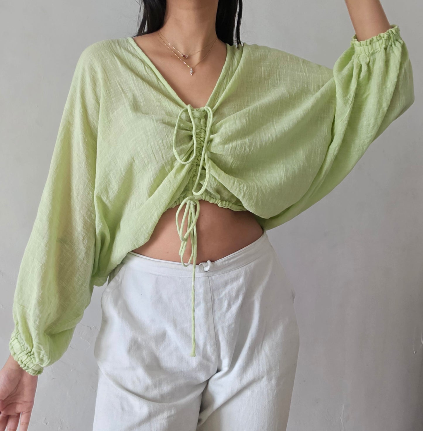 Celery green cloud whimsy tie top