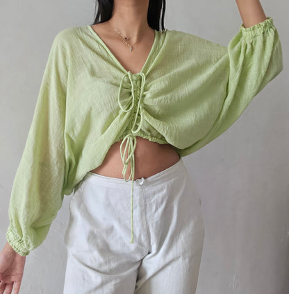 Celery green cloud whimsy tie top