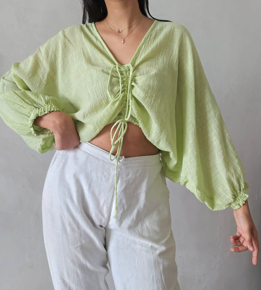 Celery green cloud whimsy tie top
