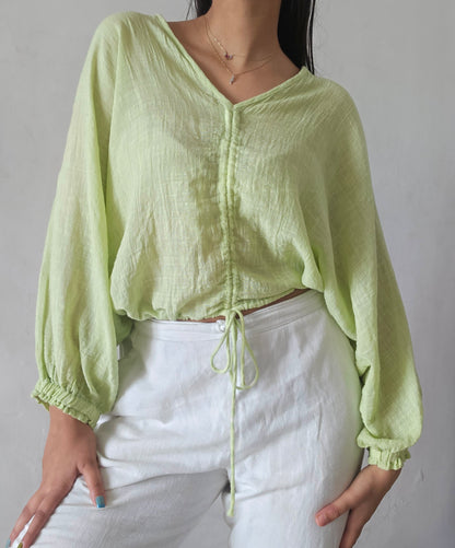 Celery green cloud whimsy tie top