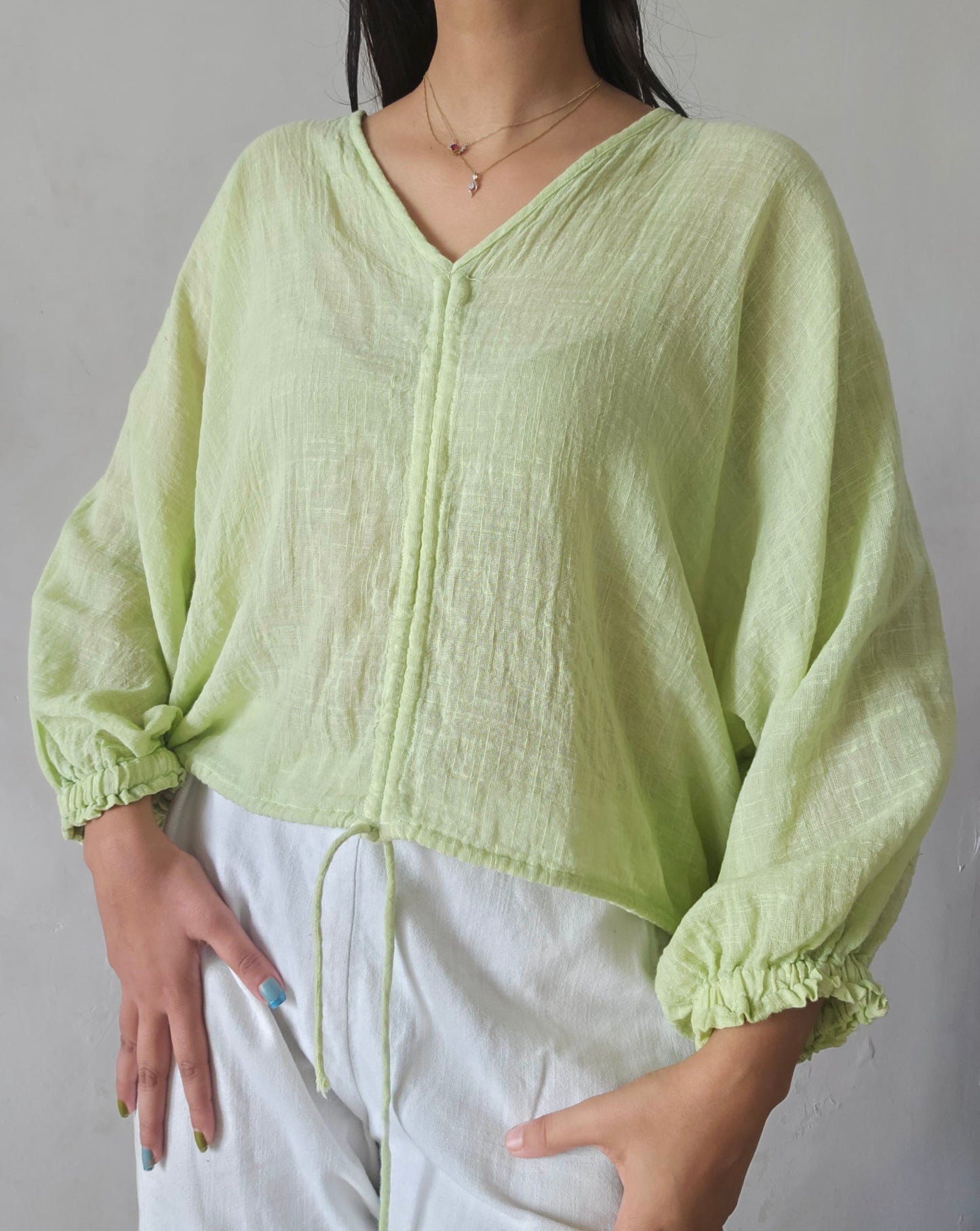 Celery green cloud whimsy tie top