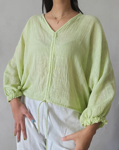 Celery green cloud whimsy tie top