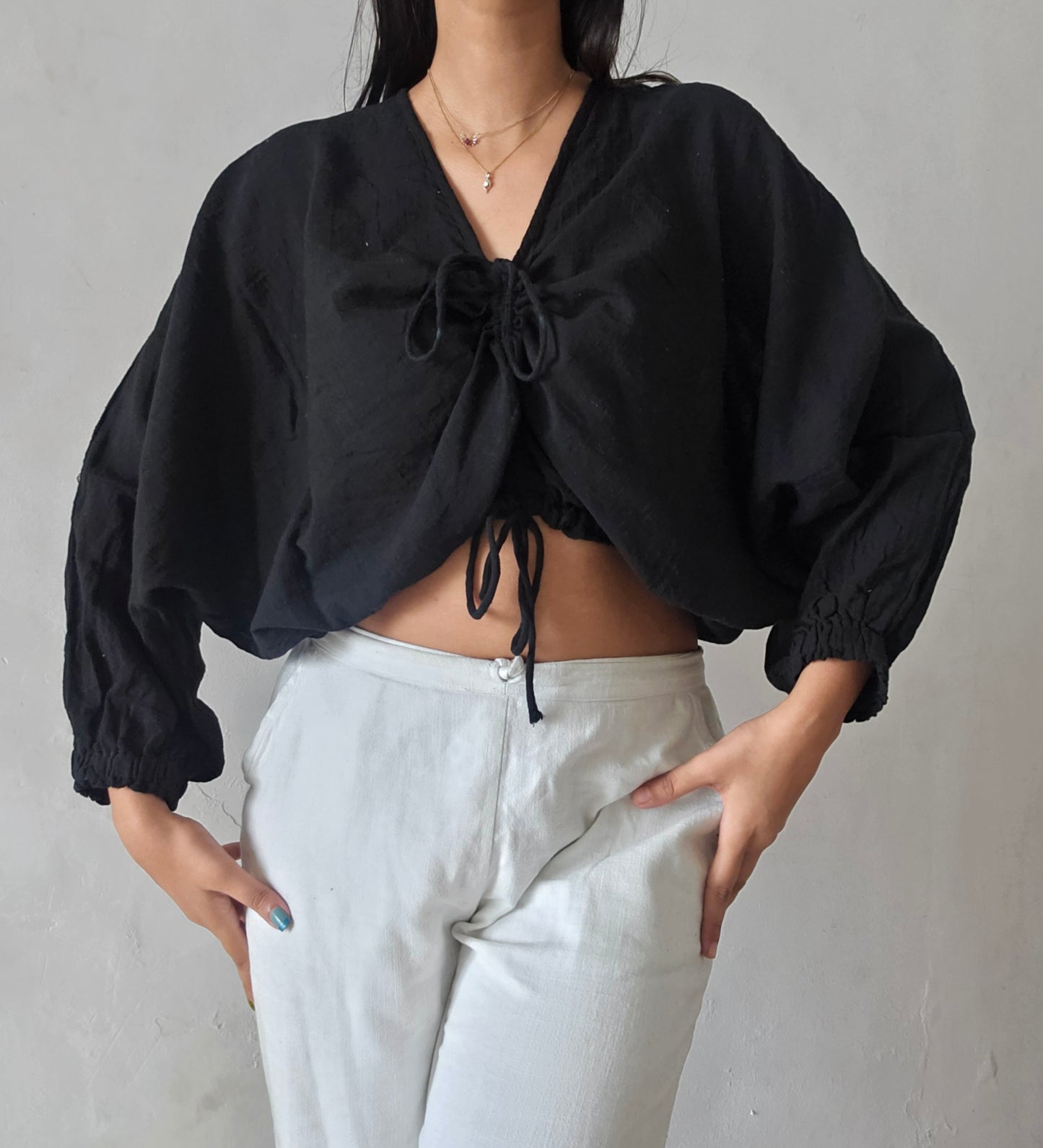 Black clay cloud whimsy tie top