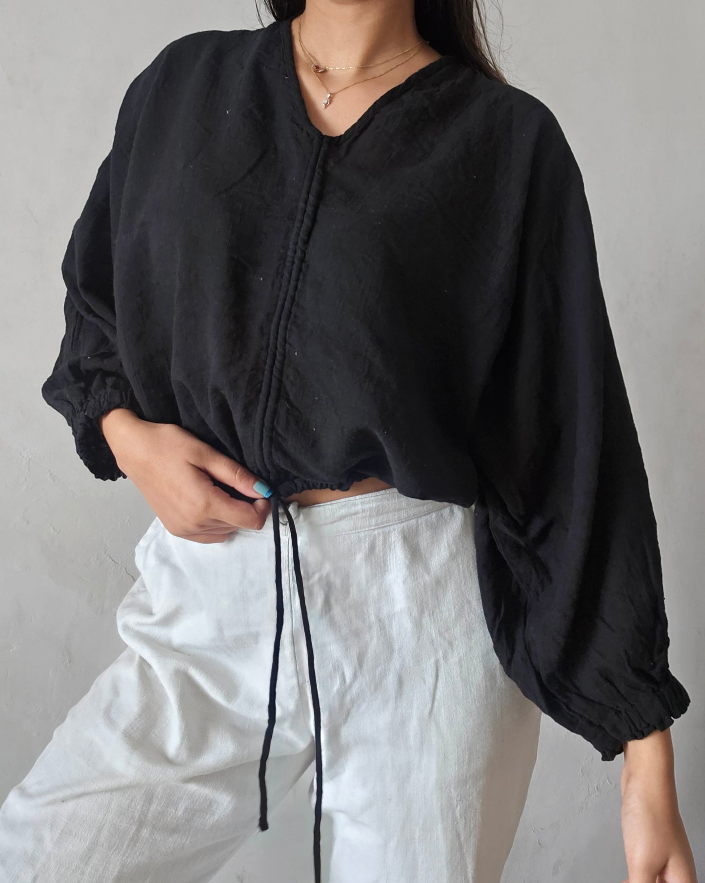 Black clay cloud whimsy tie top