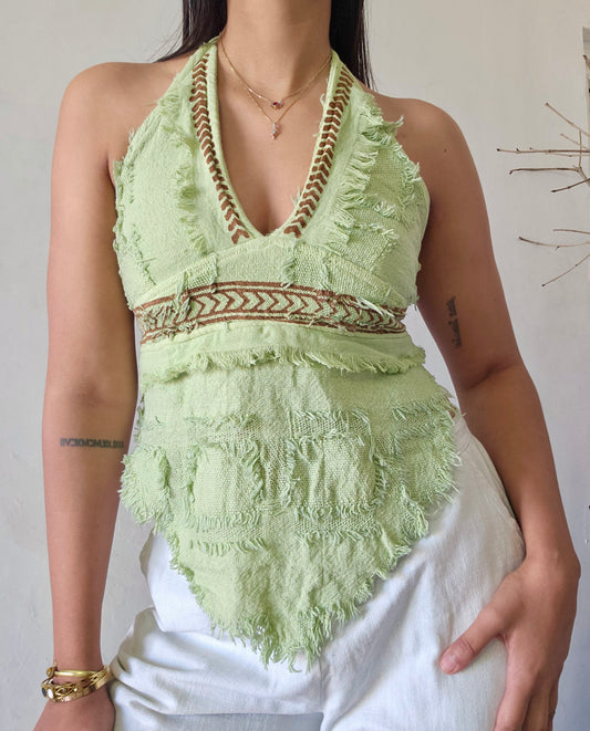 Natural celery green halter top