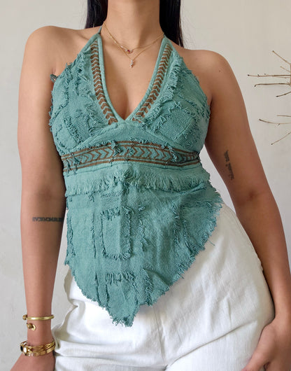 Natural muted zade halter top