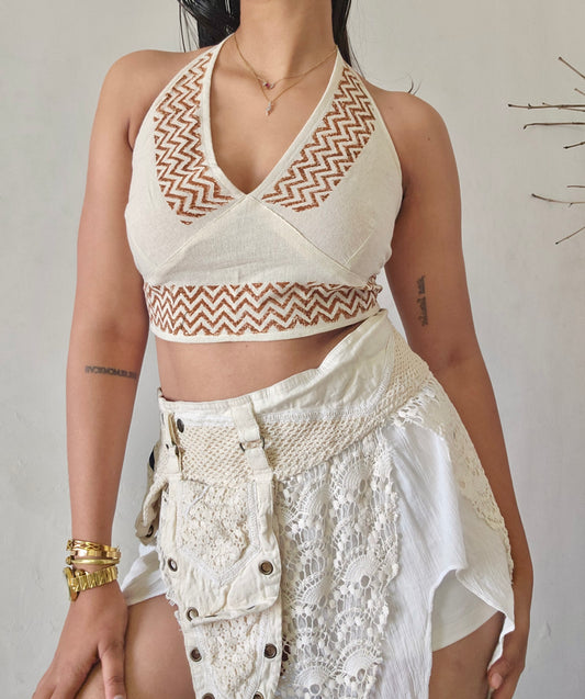 Jute cotton halter top