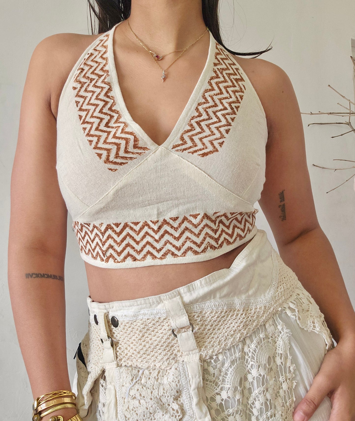 Jute cotton halter top