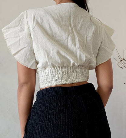 Block Printed Jute Cotton Crop Top