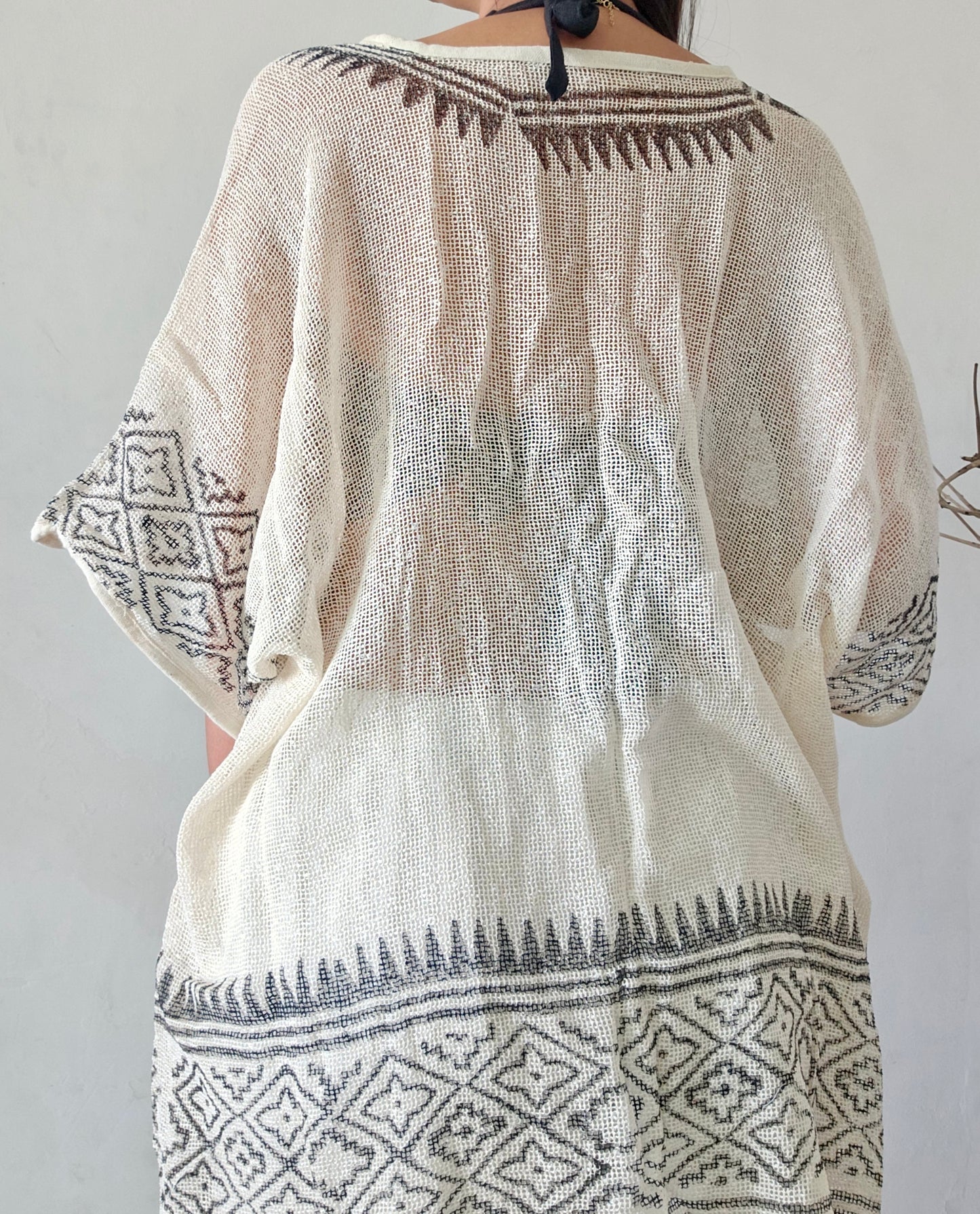 Clay dune handwoven jute cotton kimono cover-up