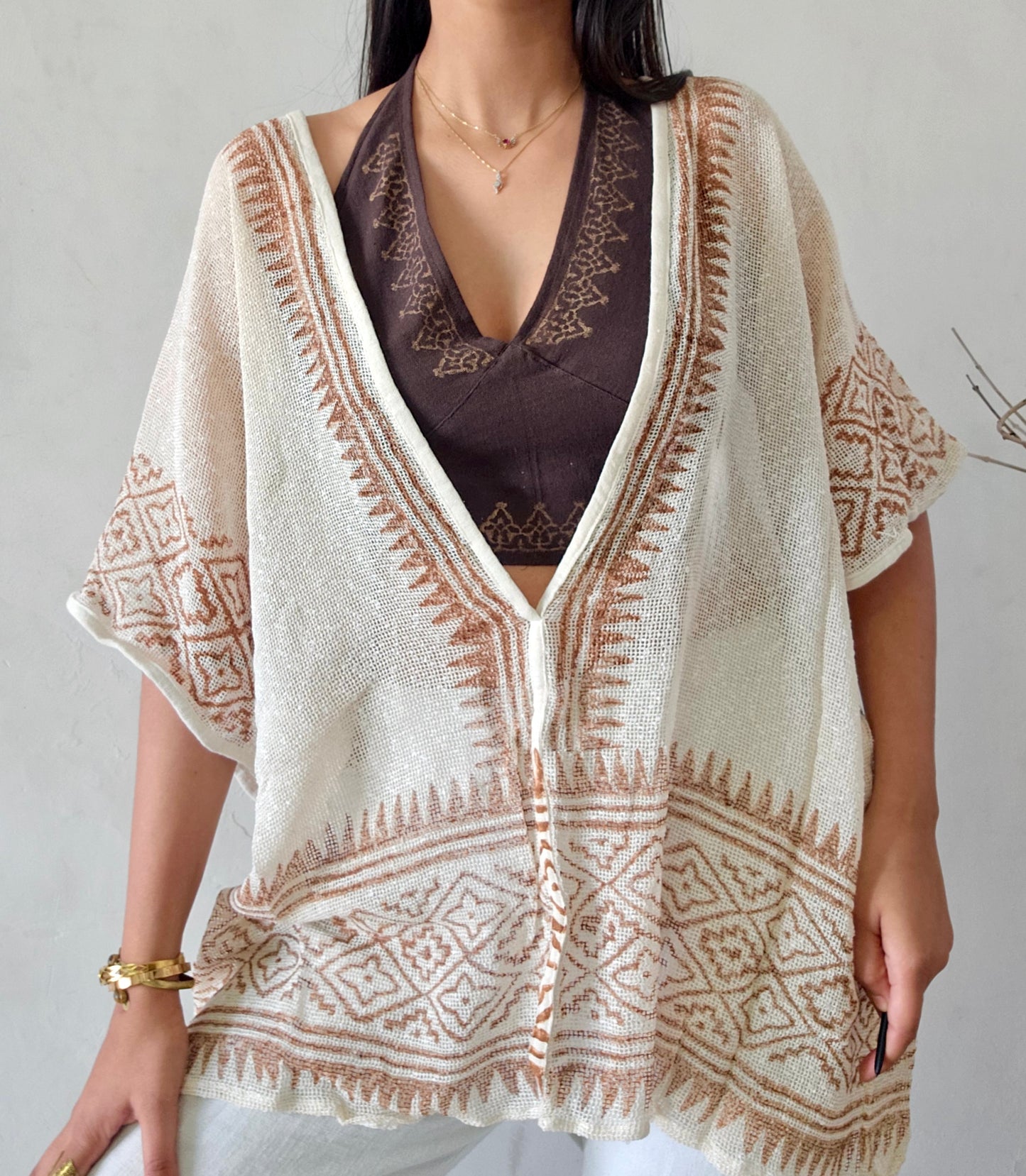 Terra dune handwoven jute cotton kimono cover-up