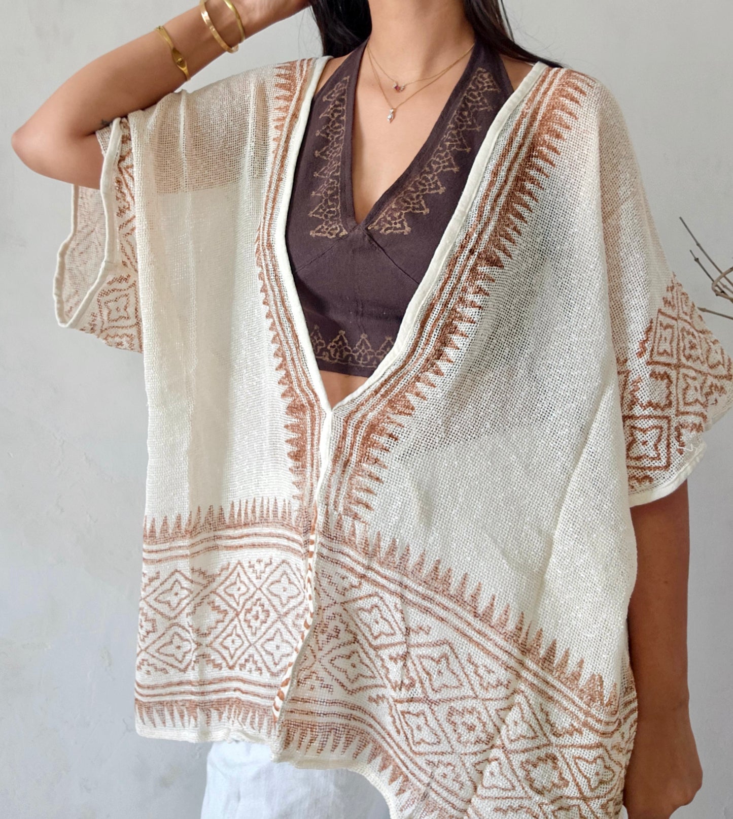 Terra dune handwoven jute cotton kimono cover-up