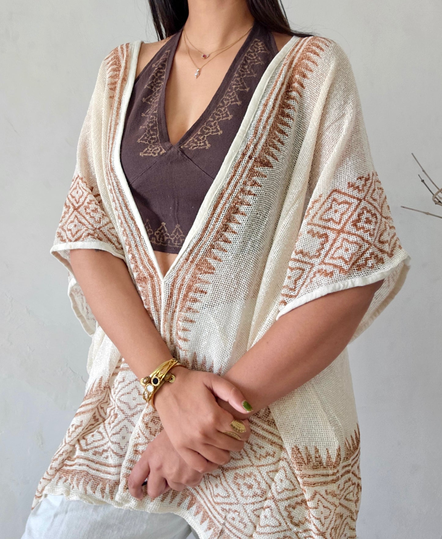Terra dune handwoven jute cotton kimono cover-up