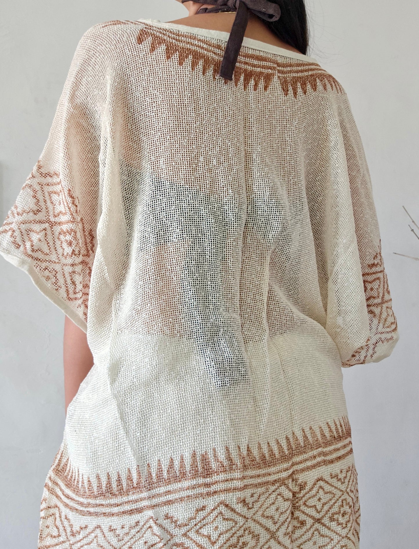 Terra dune handwoven jute cotton kimono cover-up