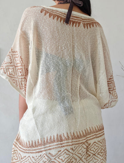 Terra dune handwoven jute cotton kimono cover-up