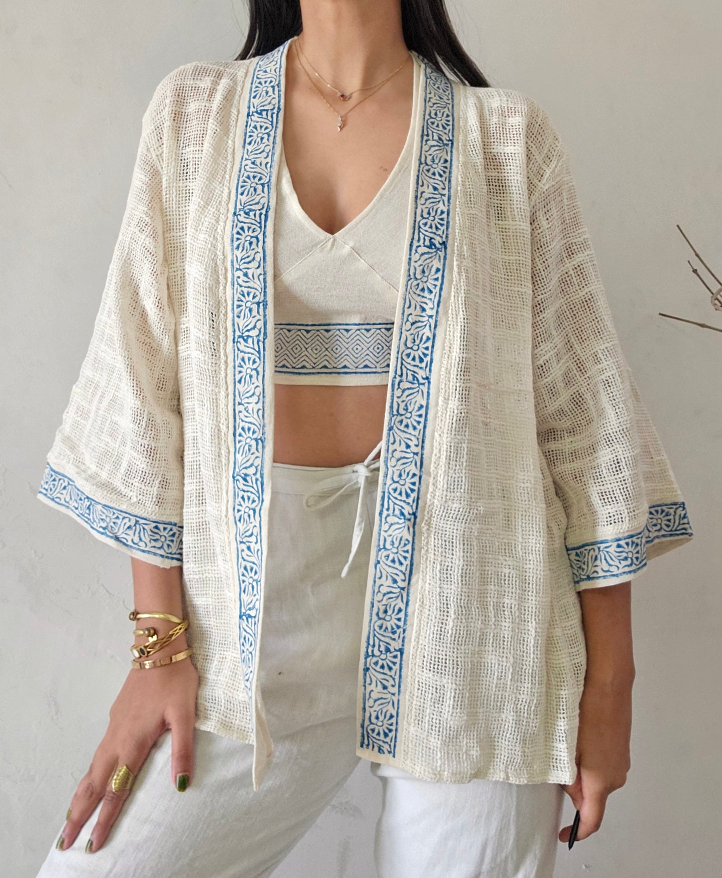 Moonlight dune handwoven jute cotton kimono