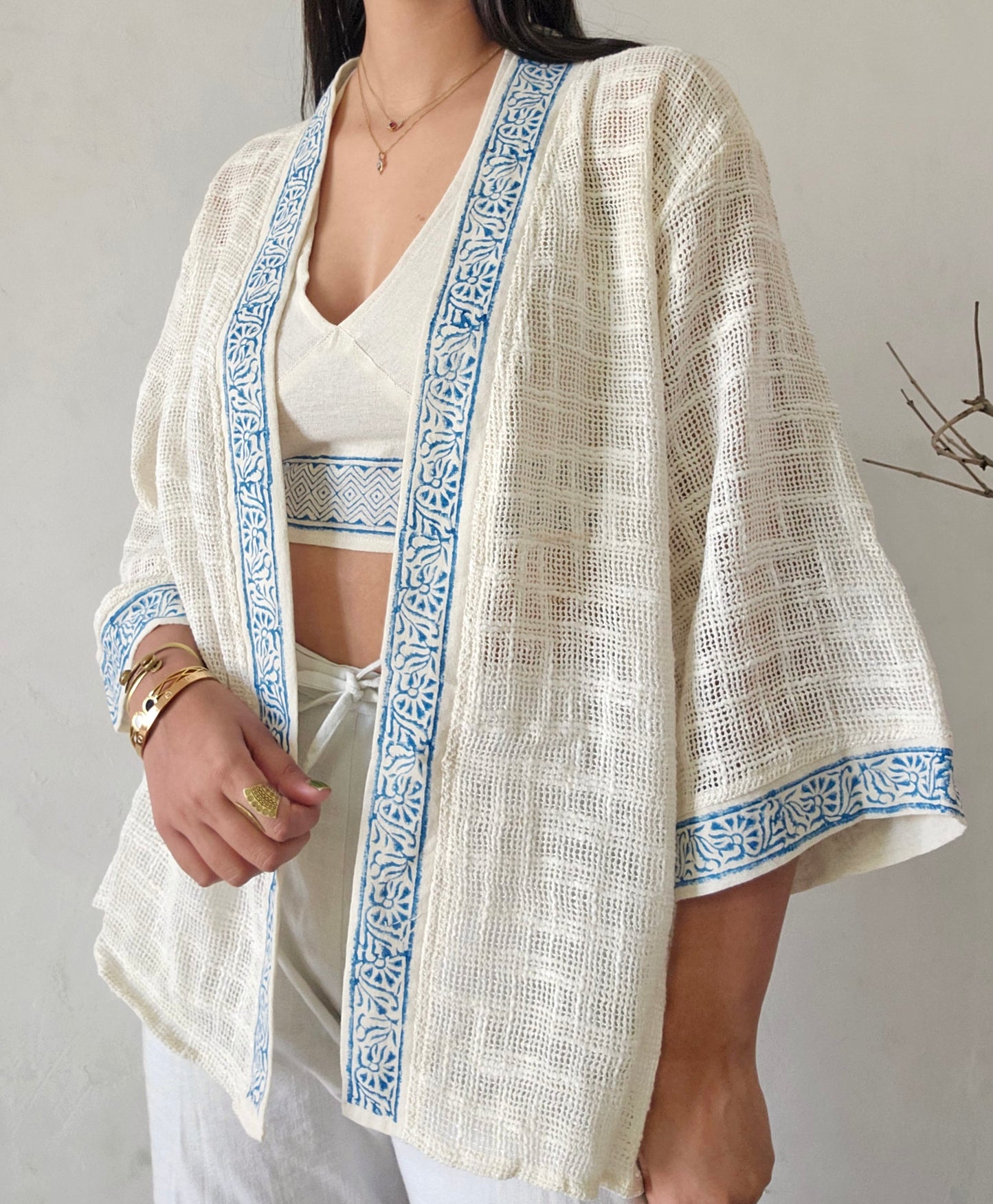 Moonlight dune handwoven jute cotton kimono