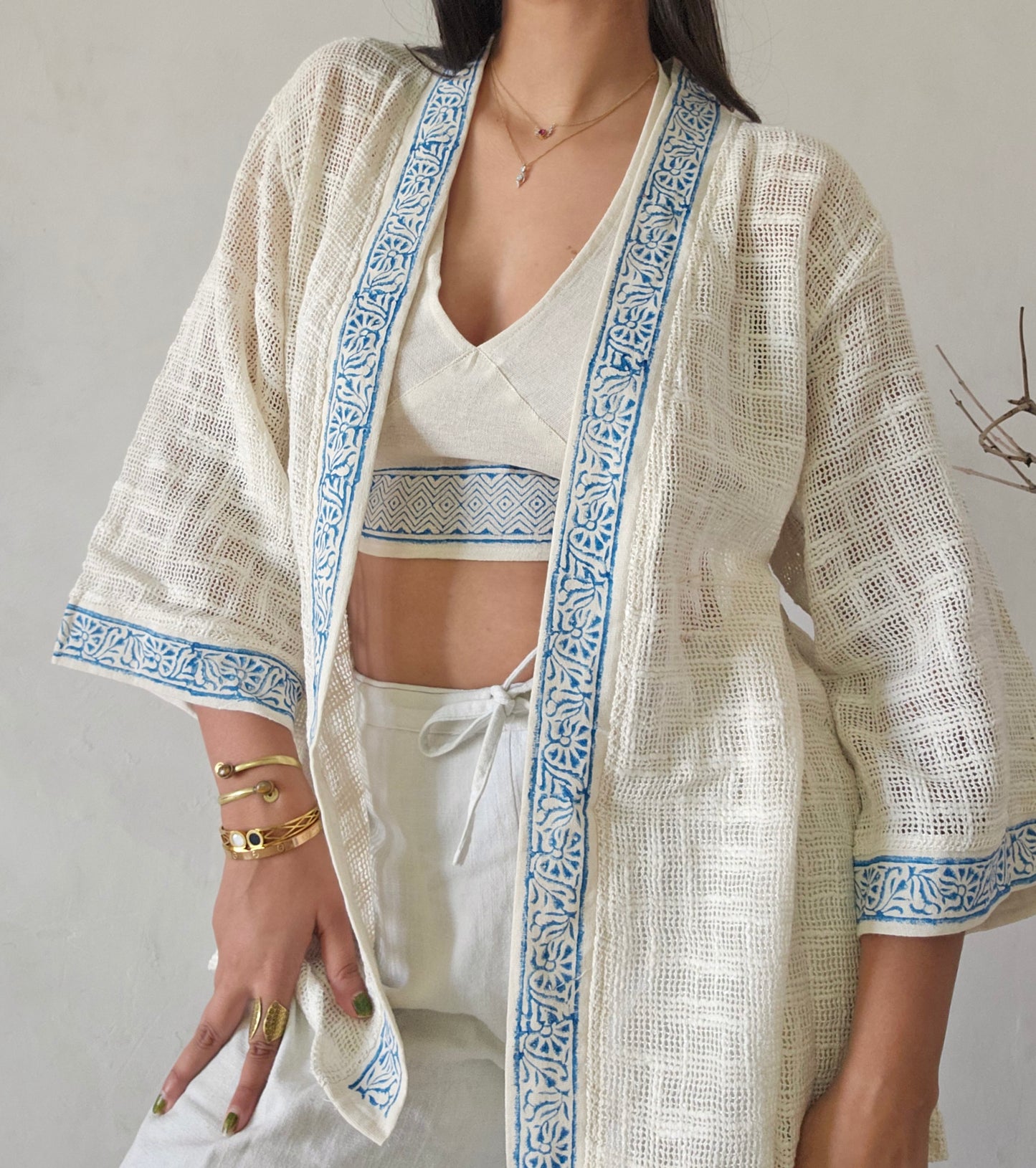 Moonlight dune handwoven jute cotton kimono