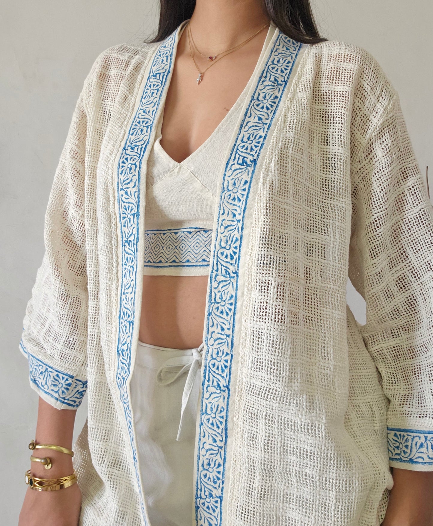 Moonlight dune handwoven jute cotton kimono