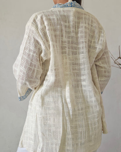 Moonlight dune handwoven jute cotton kimono