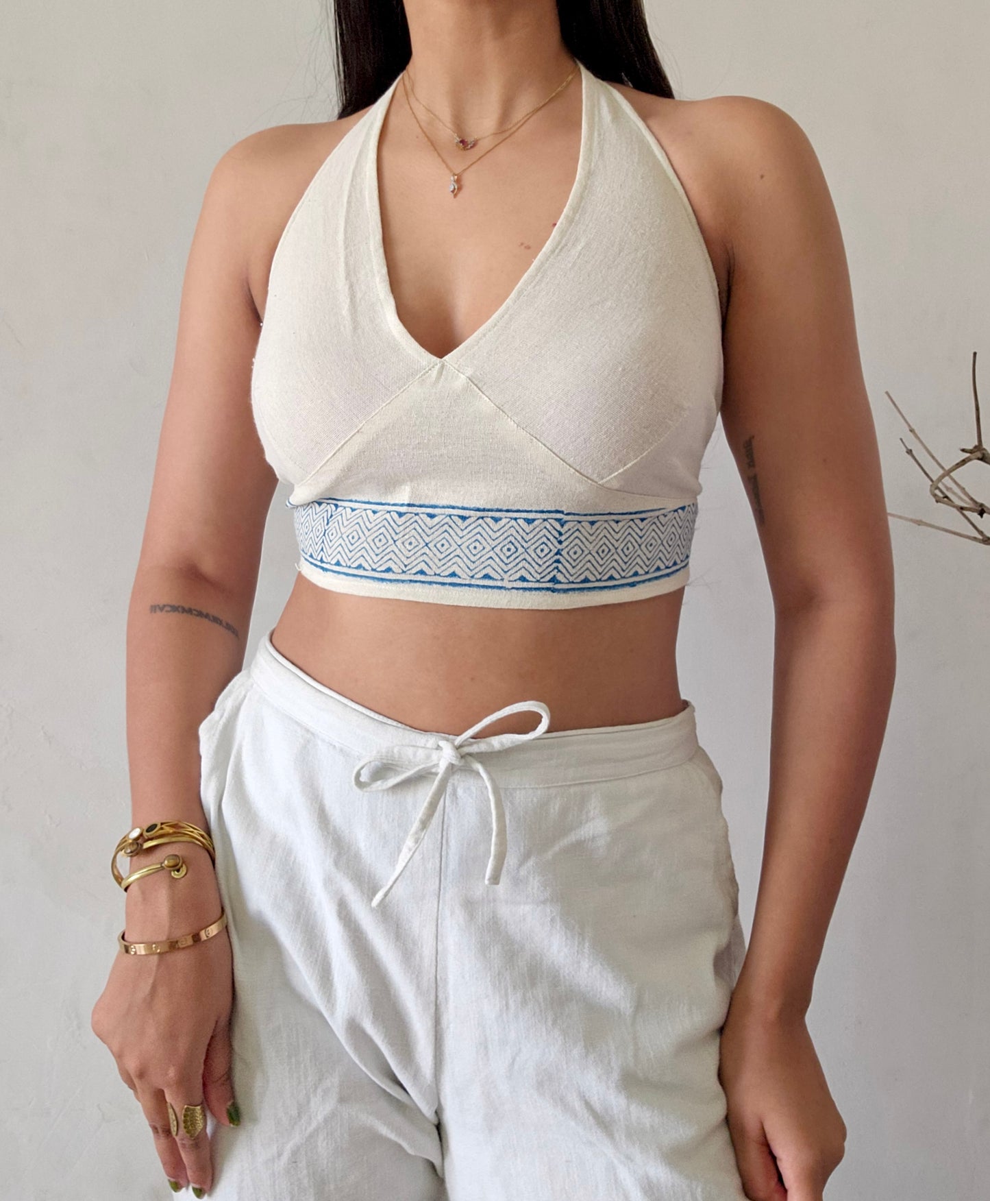 Jute cotton halter top