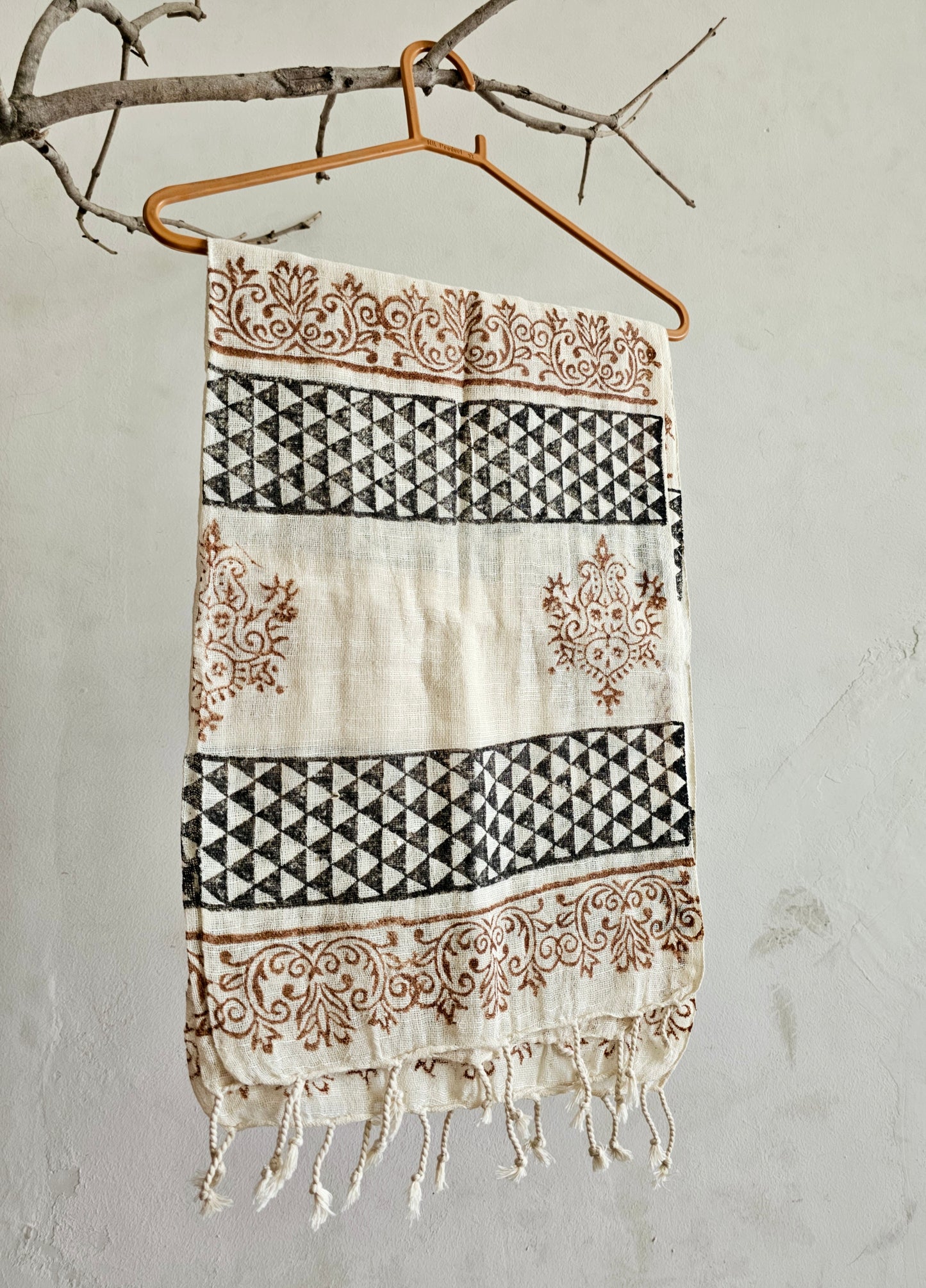 Handcrafted Natural Cotton Block-Printed Scarves
