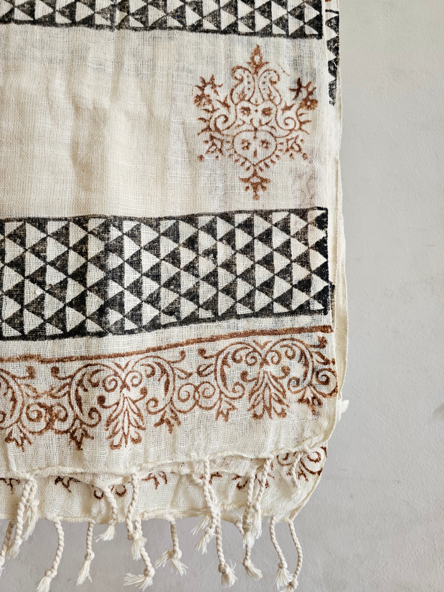 Handcrafted Natural Cotton Block-Printed Scarves