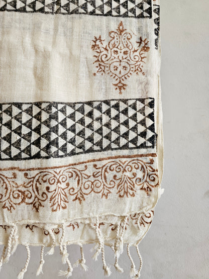 Handcrafted Natural Cotton Block-Printed Scarves