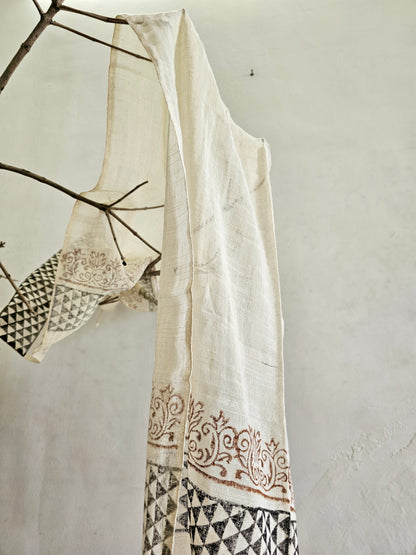 Handcrafted Natural Cotton Block-Printed Scarves