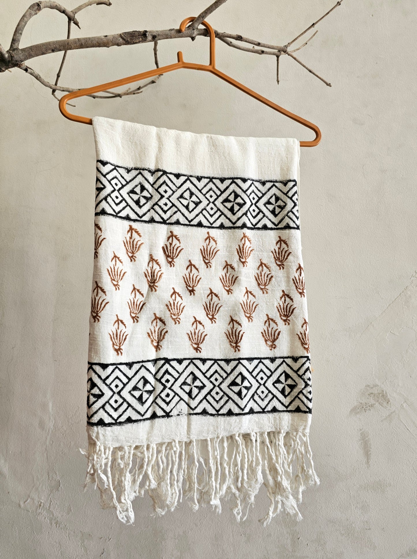 Handcrafted Natural Cotton Block-Printed Scarves