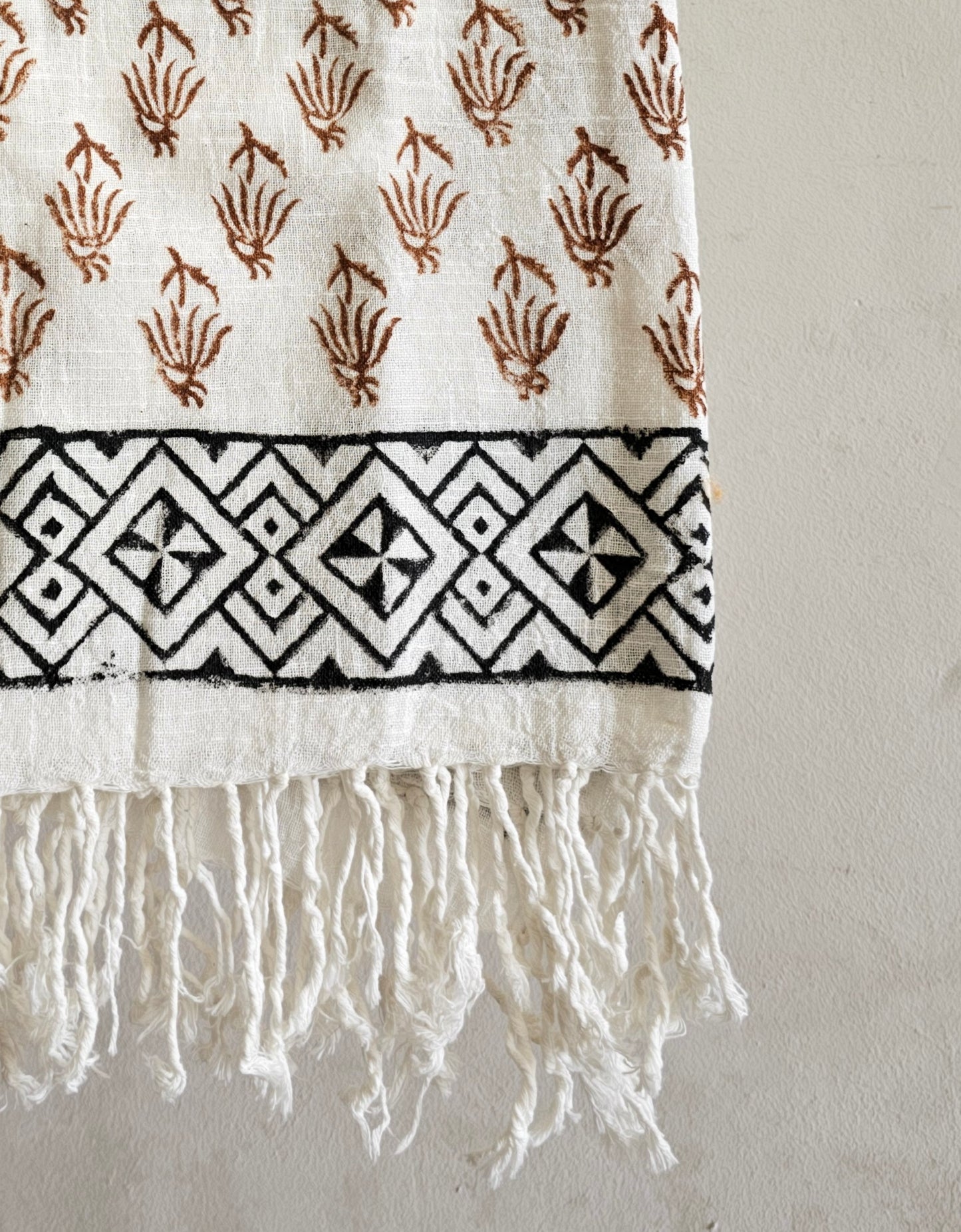 Handcrafted Natural Cotton Block-Printed Scarves