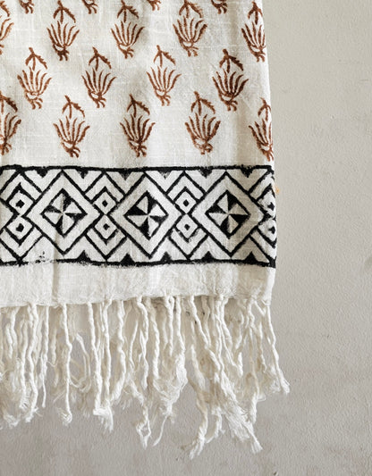 Handcrafted Natural Cotton Block-Printed Scarves