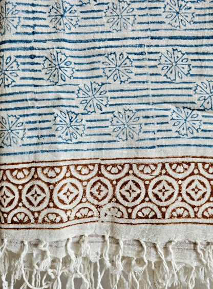 Handcrafted Natural Cotton Block-Printed Scarves