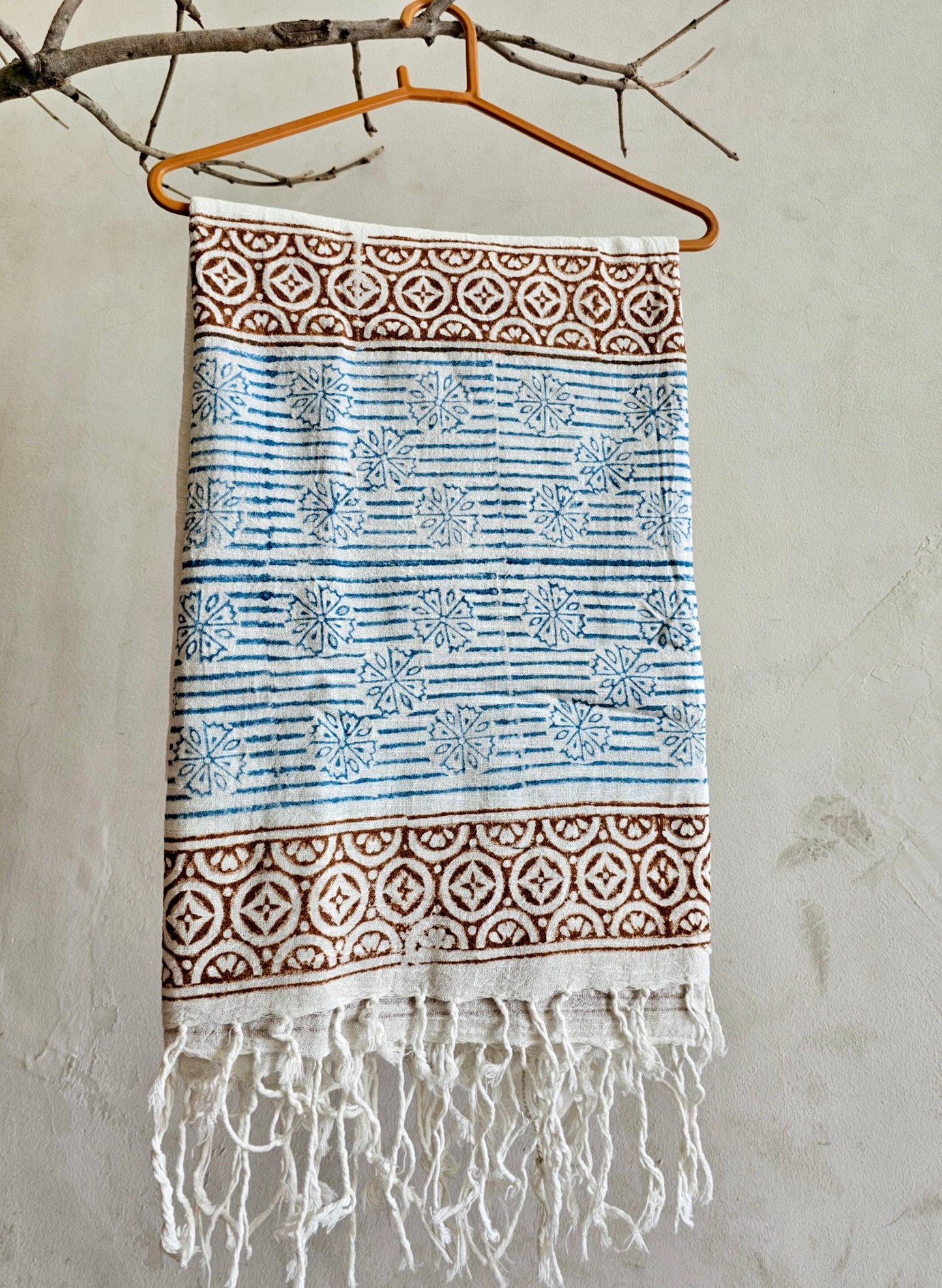 Handcrafted Natural Cotton Block-Printed Scarves