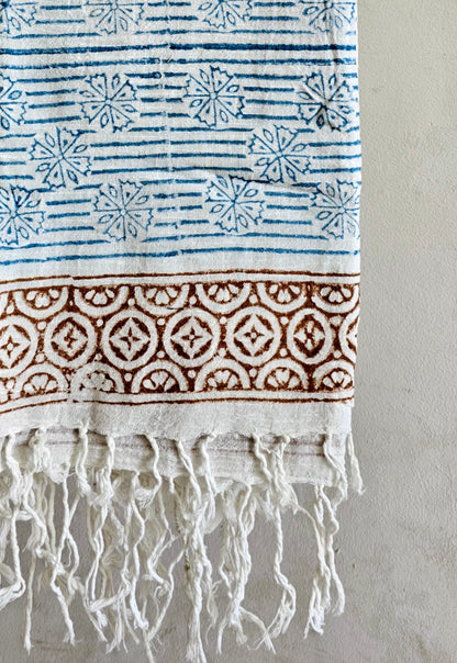 Handcrafted Natural Cotton Block-Printed Scarves