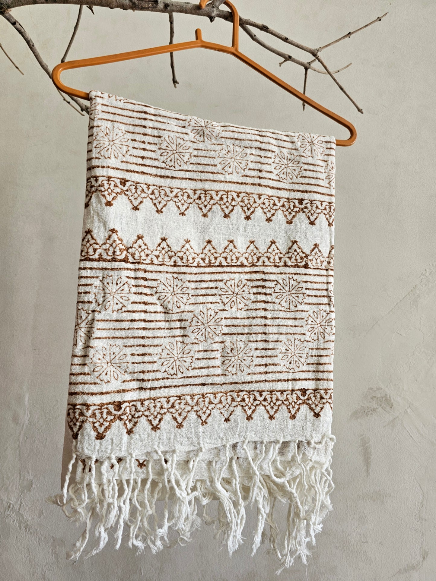 Handcrafted Natural Cotton Block-Printed Scarves