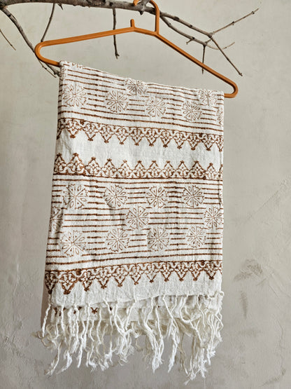 Handcrafted Natural Cotton Block-Printed Scarves