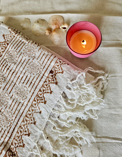 Handcrafted Natural Cotton Block-Printed Scarves