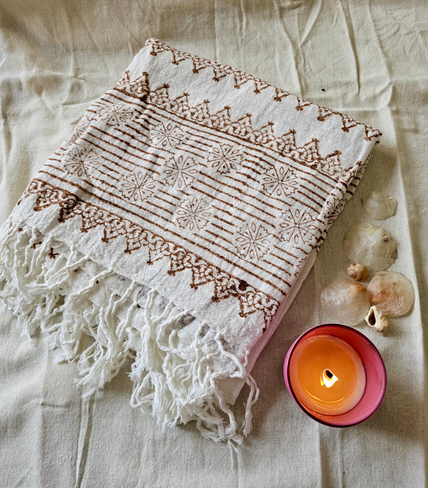 Handcrafted Natural Cotton Block-Printed Scarves