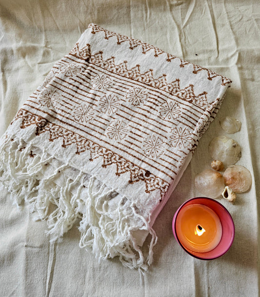 Handcrafted Natural Cotton Block-Printed Scarves