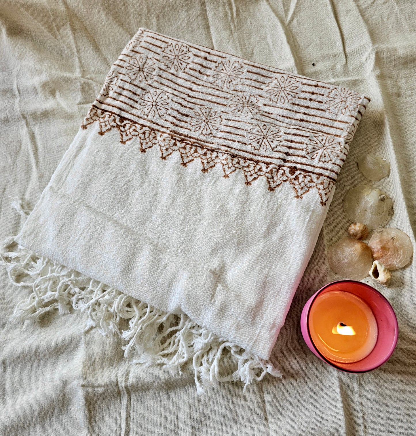 Handcrafted Natural Cotton Block-Printed Scarves