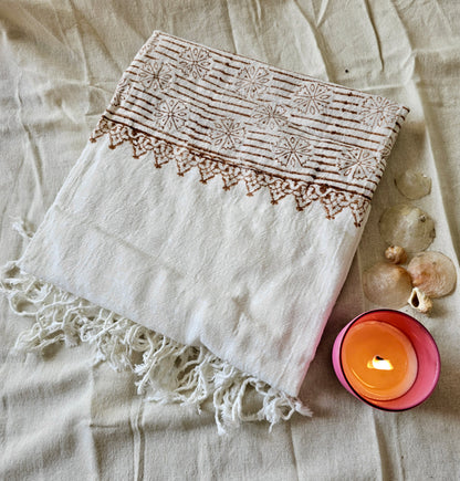 Handcrafted Natural Cotton Block-Printed Scarves