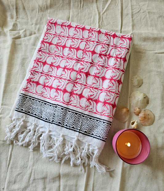 Handcrafted Natural Cotton Block-Printed Scarves