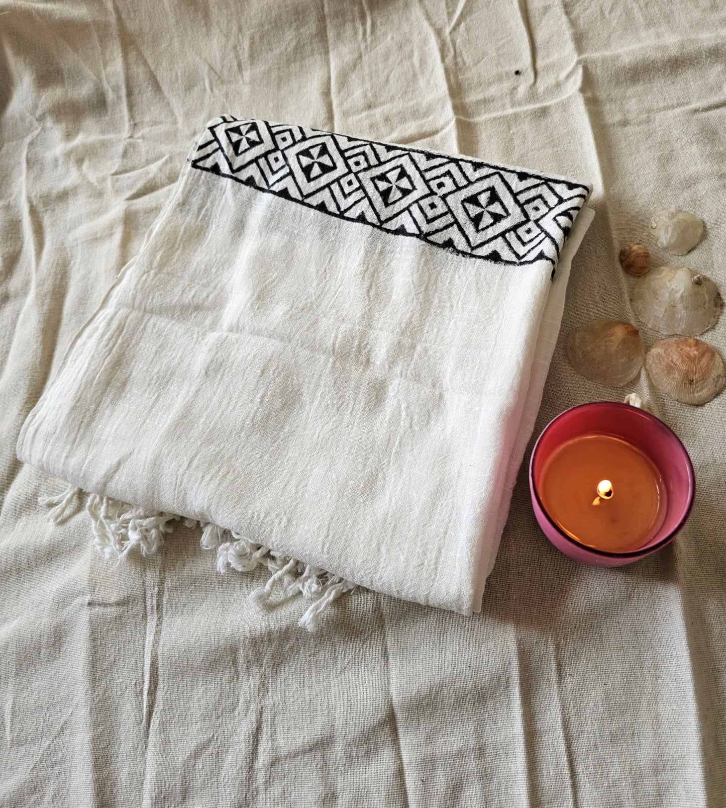 Handcrafted Natural Cotton Block-Printed Scarves