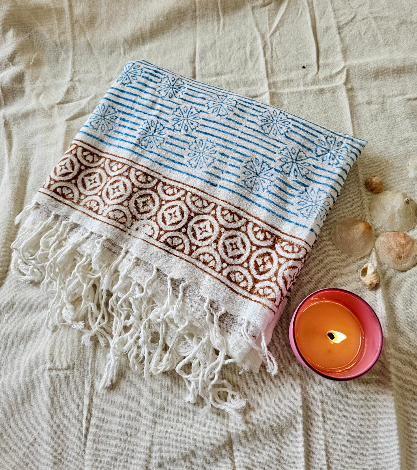 Handcrafted Natural Cotton Block-Printed Scarves