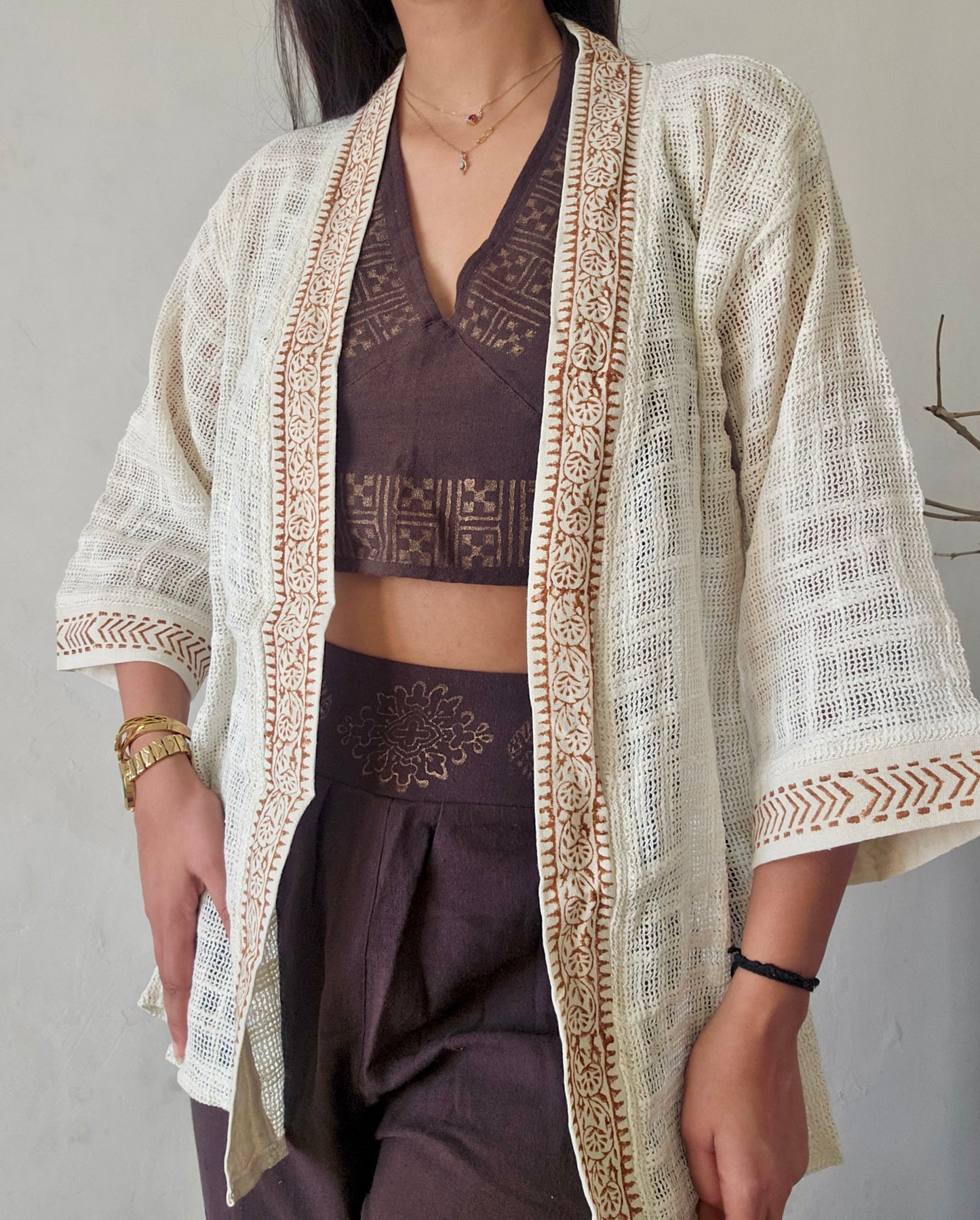 dune handwoven jute cotton kimono