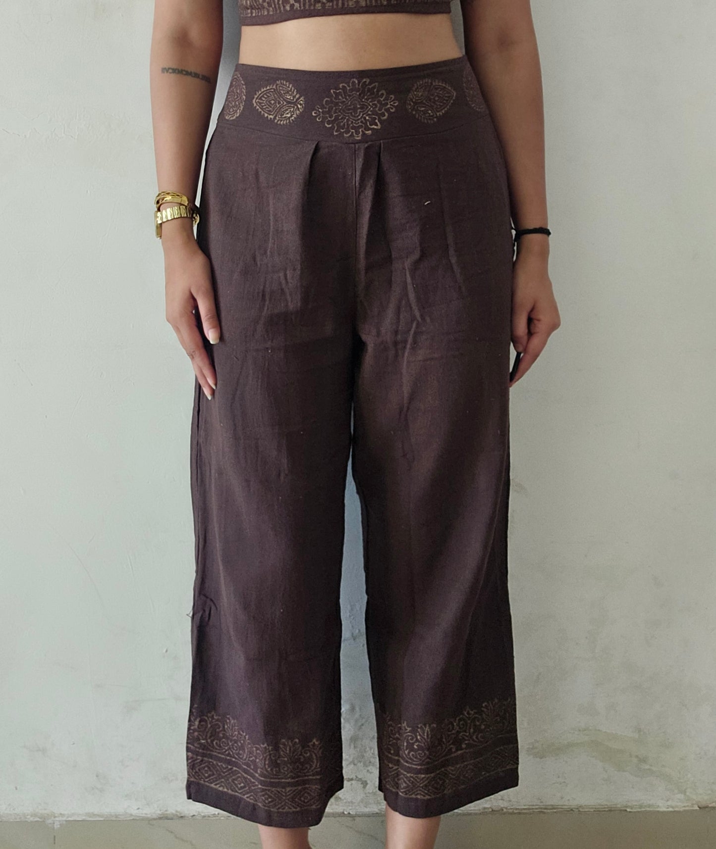Brown khadi cotton trousers