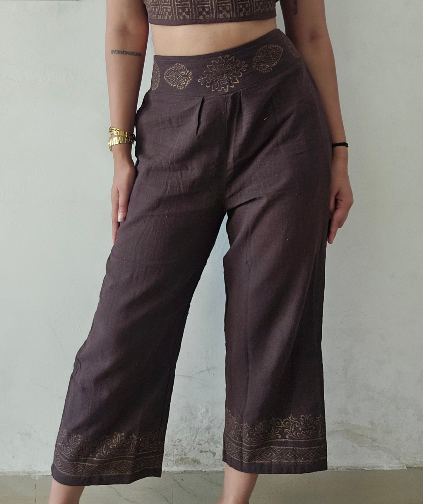 Brown khadi cotton trousers